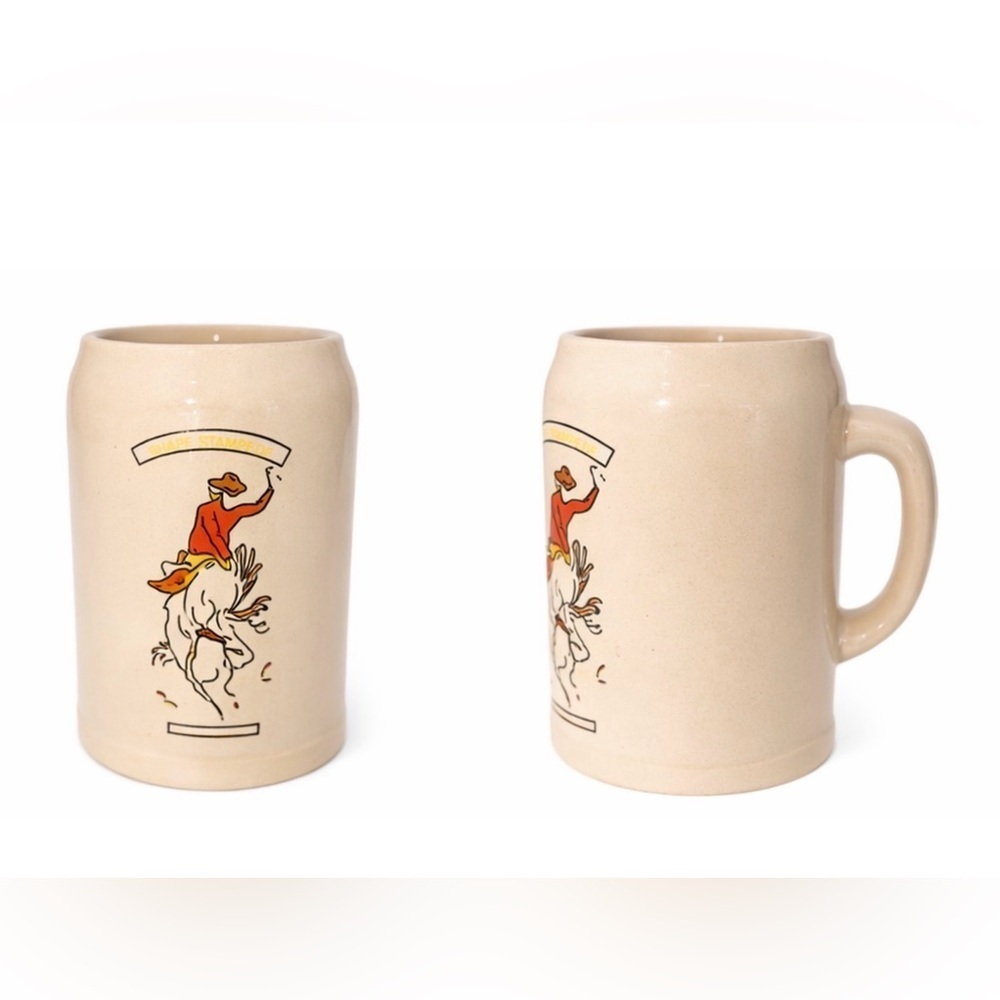 Vintage GERZ Beer Stein Mug – W. Germany – Shape Stampede Cowboy – 0.5L